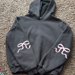 Edikted Gray Fleece Bow Hoodie